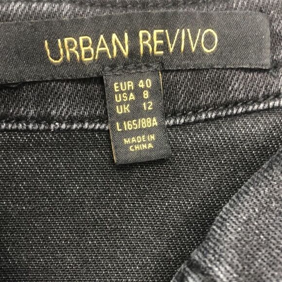 Urban Revivo Black Denim Long Jacket Button Front Corset Style Size M (US 8) - Picture 8 of 15